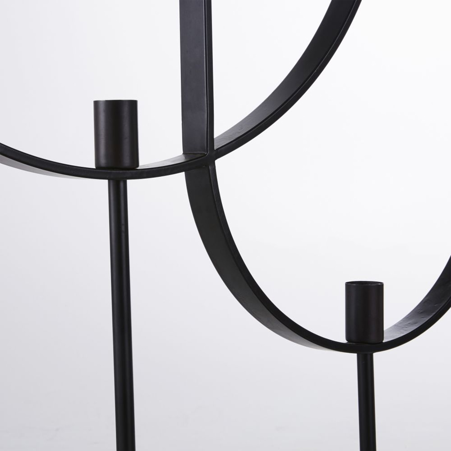 OVAL - Lampadaire 2 cerclages en metal noir mat H169