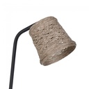 Détail de la lampe à poser Nude, avec un abat-jour en ficelle tressée naturelle et une base en métal noir, vue de près.