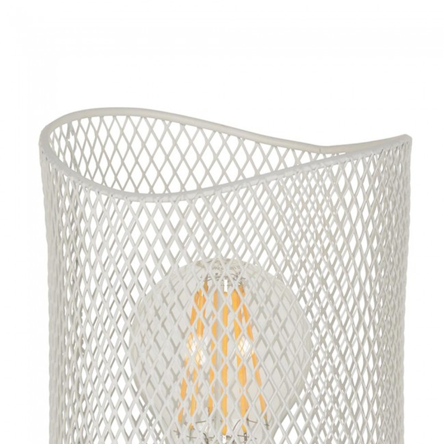 Abat-jour de la lampe Ottawa en métal blanc avec un design en maille. Disponible sur Dakar Sénégal