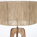COMMONS - Lampadaire trépied en bois de manguier et abat-jour cannage en fil de jute tressé main H154