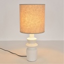 OLYMPE - Lampe à poser en céramique blanc et lin H47