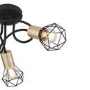 Lustre/plafonnier 3 lampes Xara en métal noir et laiton vieilli - Style vintage chic pour espaces contemporains à Dakar, Sénégal