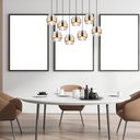 Lustre Milley 8 lampes installées dans une salle à manger moderne avec un design minimaliste et élégant.