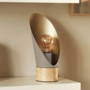 SPOON - Lampe à poser en bois et métal gris taupe H30 cm