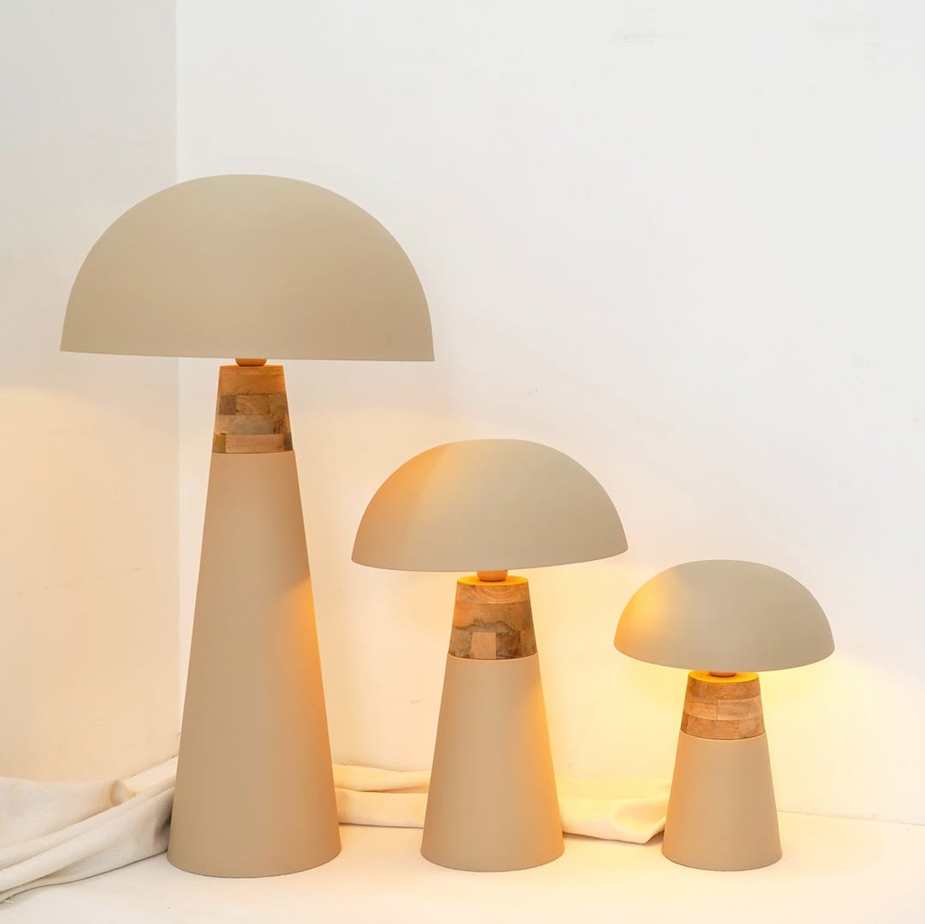 Lampe à poser positano en manguier naturel et métal sablé H41cm