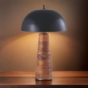 Lampe à poser cervia en manguier et abat-jour en métal noir H45 cm