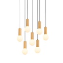 Lustre 7 lampes Candelis en metal noir avec verre opaque dorée