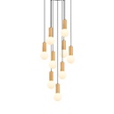 Lustre 9 lampes Candelis en metal noir avec verre opaque dorée