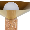 Lampe Oreli en travertin terracotta et abat-jour en métal doré