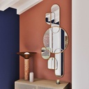 Lampe Oreli en travertin terracotta et abat-jour en métal doré