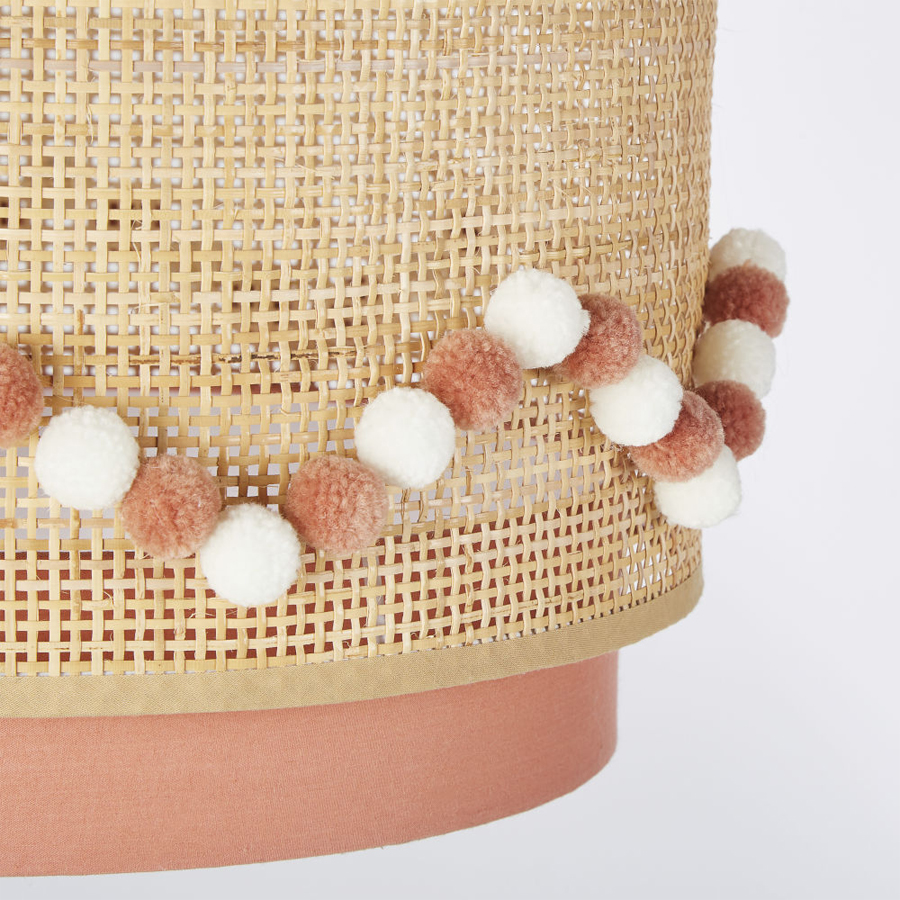 Suspension louna rose cannage en rotin beige avec pompons Dakar , Sénégal