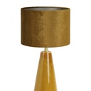 Lampe à poser Isidoro en céramique ocre jaune avec abat-jour en tissu beige, design moderne.Disponible sur Dakar, Sénégal
