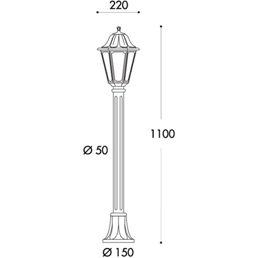 Schéma lampadaire LED Anna Mizar Lanterne Hexagonale en Résine Blanche E27 IP55 Dakar, Sénégal