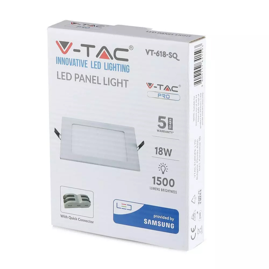 Panneau LED 18W Premium Carré Lumière Jaune 22.5x22.5 cm