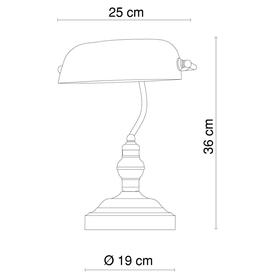 ANTIQUE - Lampe à poser en métal laiton et verre vert H36