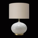 LOFT - Lampe à poser en verre blanc, métal doré et abat-jour en tissu H54