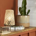 Lampe trépied Kami en bambou tressé naturel H31.Dakar , Sénégal