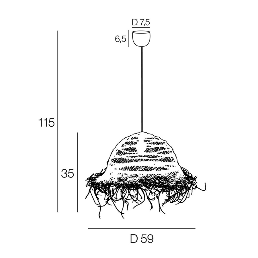 MAJORELLE - Suspension forme conique ajourée en fibres végétales Ø35