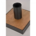 Lampe à poser Conrad avec base en bois naturel et support métal noir, design moderne, Dakar, Sénégal.