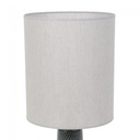 Lampe à poser Ondine en céramique brillante avec abat-jour en tissu aqua, design moderne et élégant