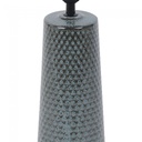 Détail de la lampe à poser Ondine, base en céramique brillante avec abat-jour en tissu aqua