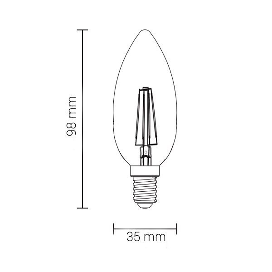 Ampoule LED filament E14 C35 4W verre transparent Lumière Jaune