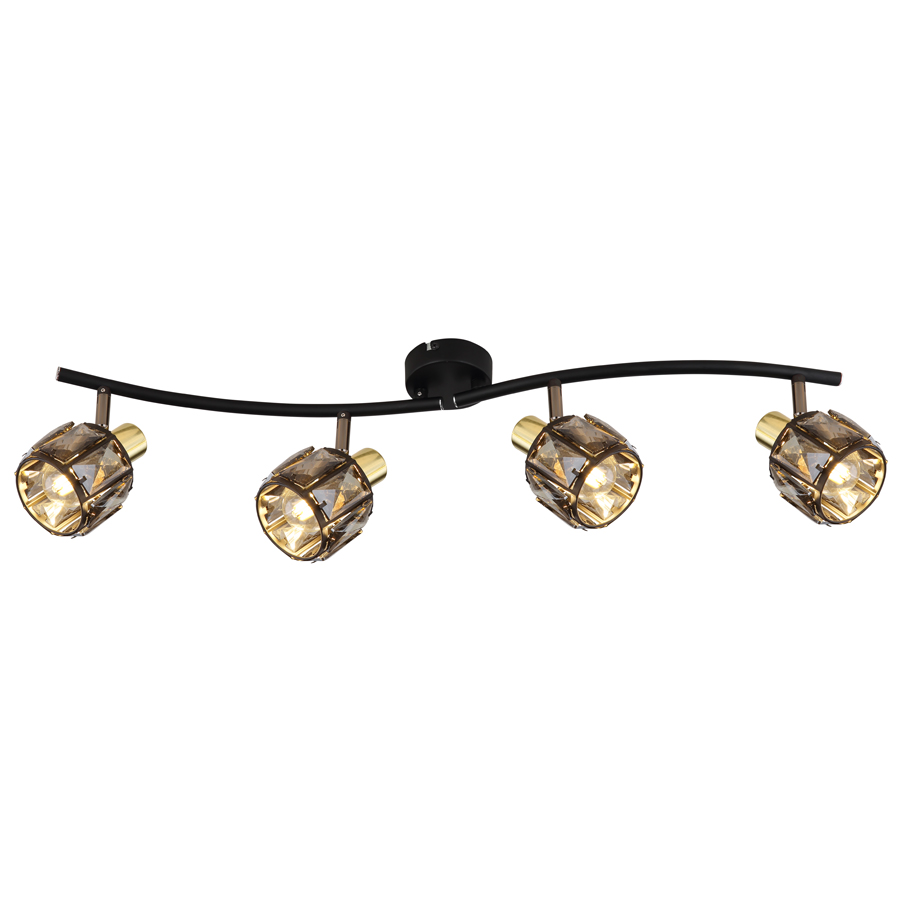 INDIANA - Spot / Plafonnier 4 lampes en métal noir et doré