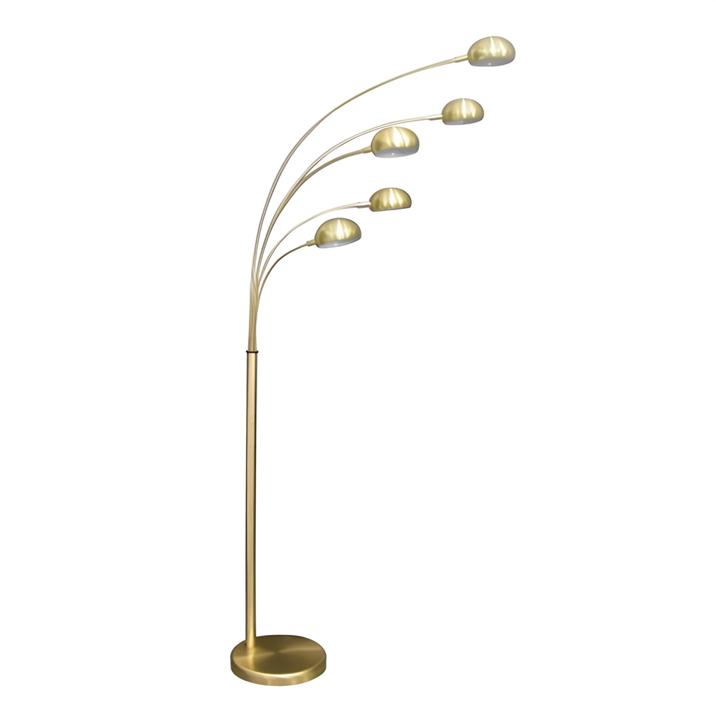 Lampadaire Seymour 5 lampes en métal laiton brossé et marbre