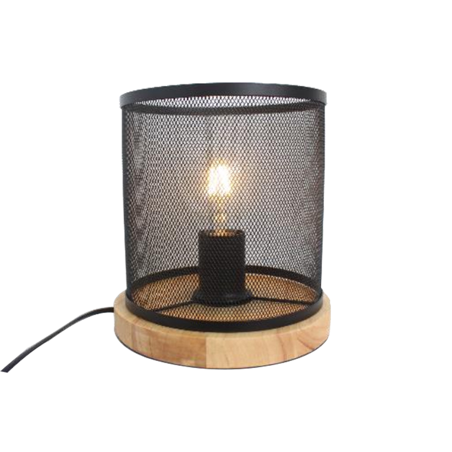 SALZBOURG - Lampe à poser en métal noir et bois naturel