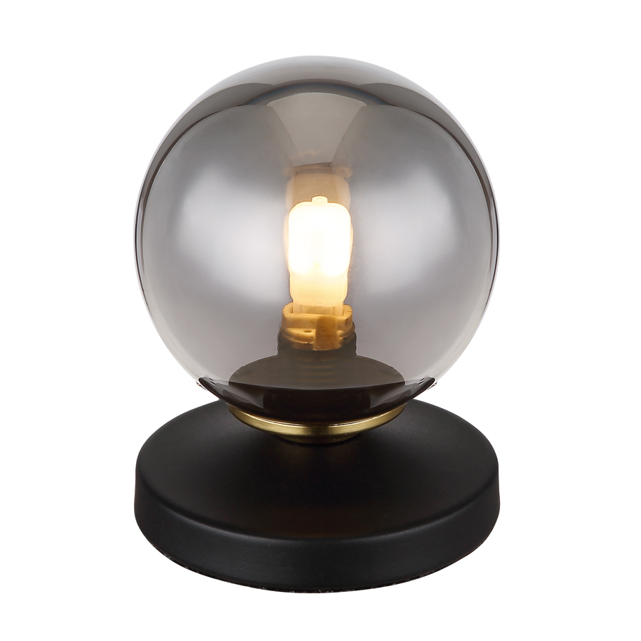 Lampe à poser Jorge en métal noir et verre fumé