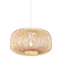Suspension Lucia métal blanc et bambou nature
