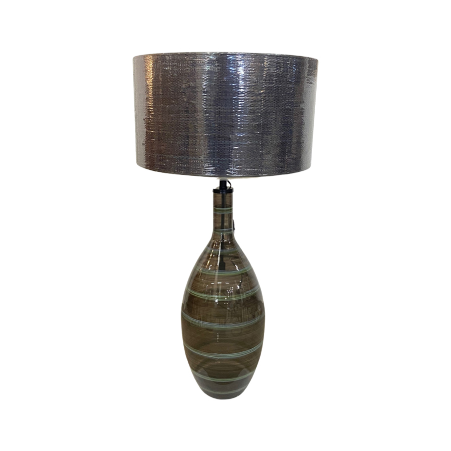 ZAMORA - Lampe en métal et verre gris doré avec double douille E27/G9 PM