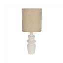 OLYMPE - Lampe à poser en céramique blanc et lin