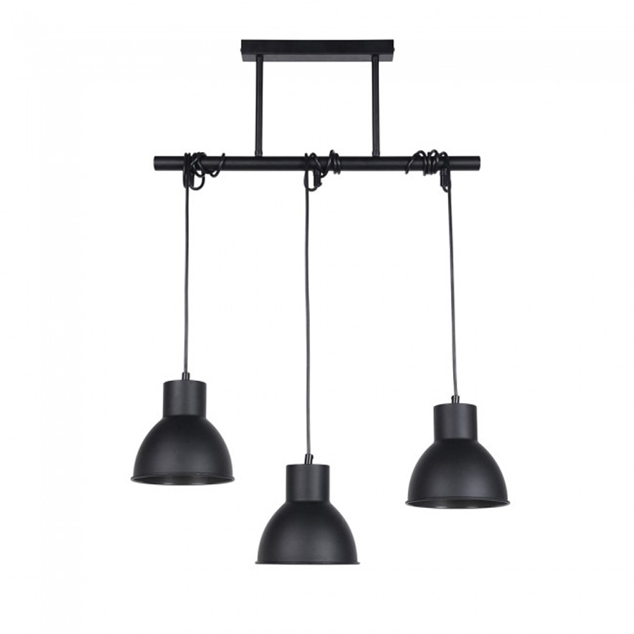 DOCK - Lustre 3 lampes en métal coloris noir