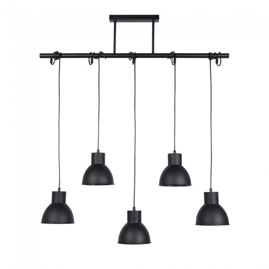 DOCK -  Lustre 5 lampes en métal coloris noir