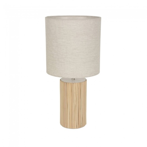 RIVA -  Lampe à poser en bois naturel, abat-jour coton