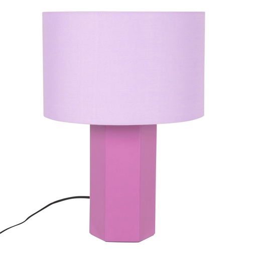 Lampe en céramique et abat-jour en coton violet H44