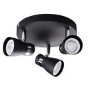 Applique/plafonnier 3 lampes en acier noir
