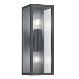 [EVXL201] GARONNE - Applique 2 lampes en fonte d'aluminium anthracite, verre transparent étanche IP44
