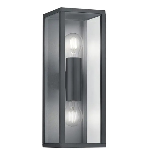 [EVXL201] GARONNE - Applique 2 lampes en fonte d'aluminium anthracite, verre transparent étanche