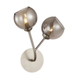 [LXSTVM416] SMOKE - Applique 2 lampes en métal nickel satiné et verre fumé H15