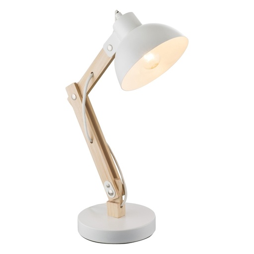 [GLO21502CV] TONGARIRO - Lampe à poser en métal blanc et bois clair
