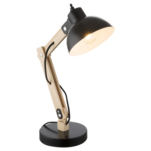 [GLO21504CV] TONGARIRO - Lampe à poser en métal noir et bois clair H45