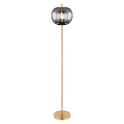 [GLO15345SMMCV] BLACKY - Lampadaire en métal laiton et verre fumé H160