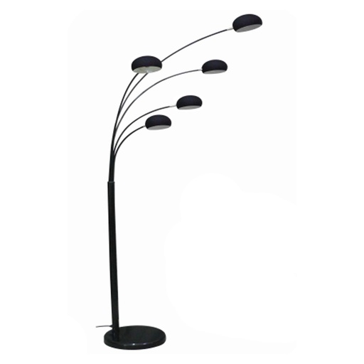 [LX22503CV] SEYMOUR - Lampadaire 5 lampes en métal noir et marbre H202 cm