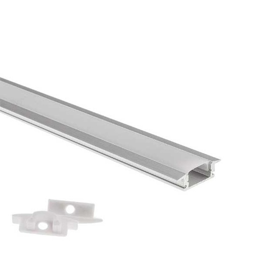 [OPT5192CV] Profil pour ruban LED encastré en aluminium gris 2m