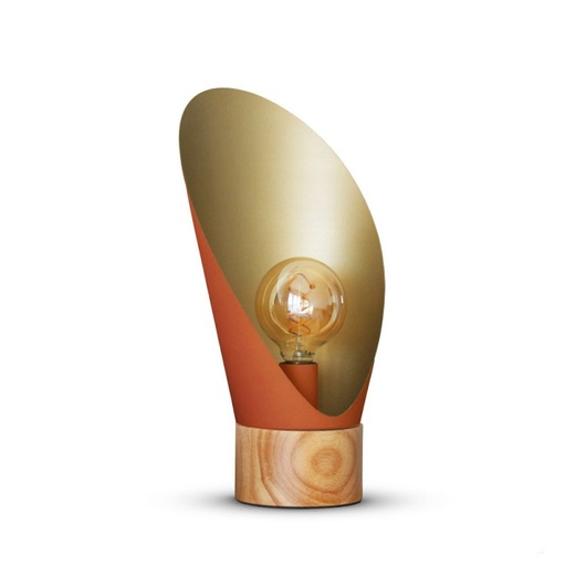 [LXLY23126CV] SPOON - Lampe à poser en bois et métal terracotta H30 cm