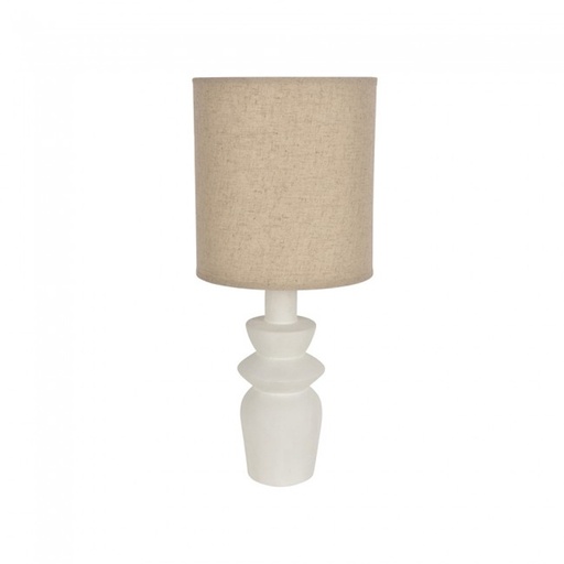 [COR657187] OLYMPE - Lampe à poser en céramique blanc et lin H47