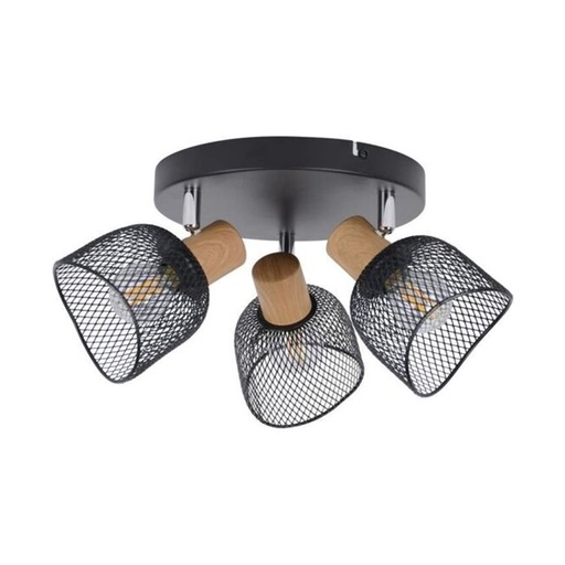 [COR656724] OTTAWA - Spot / Plafonnier 3 lampes en métal noir Ø22