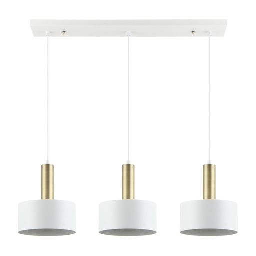 [LXAOMR131] CHAKALA - Lustre 3 lampes en métal blanc sablé et laiton brossé L.72